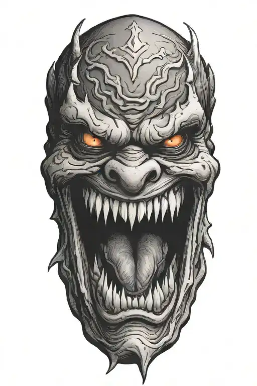 Demon Grinning With Sharp Teeth