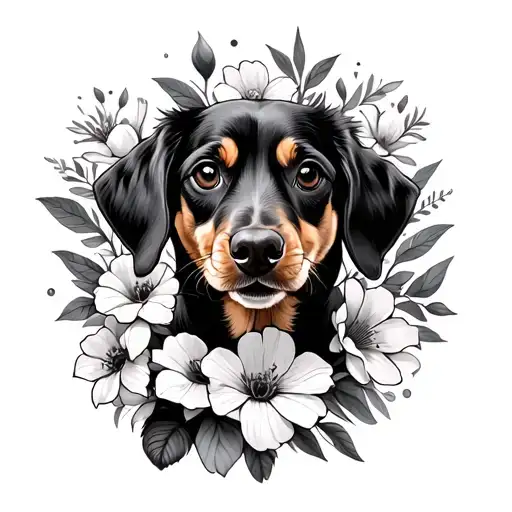 Flowers And Wiener Dog Face Inside