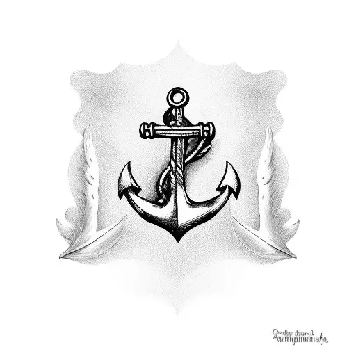 Anchor With A Robin And A Feather