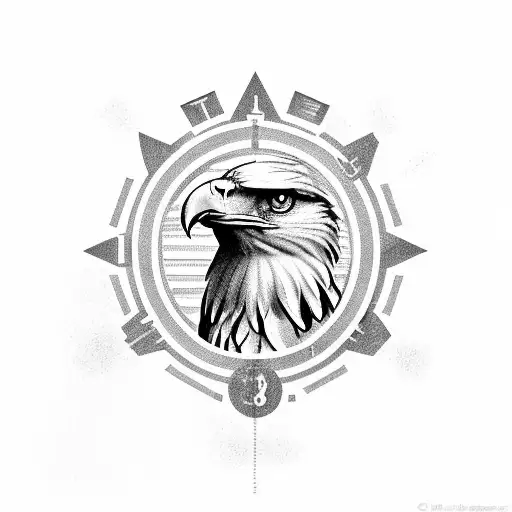 Eagle Perched On A Stock Market Ticker Symbolizing Success In Day Trading Tattoo