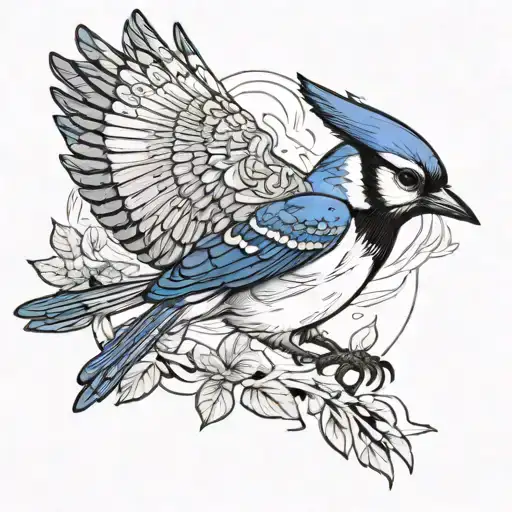 Tribute To Late Father With Bluejay Taking Flight