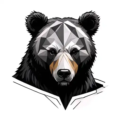 Geometrical Bear Hiding Face Tattoo