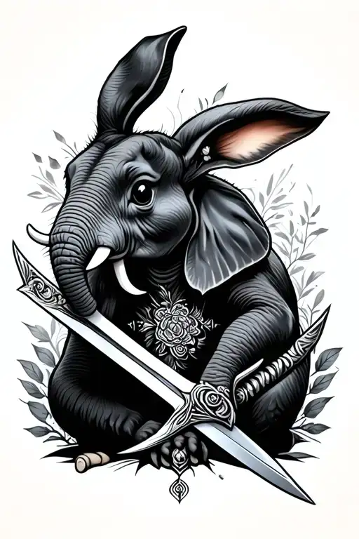 Bunny Elephant Sword Surrounded