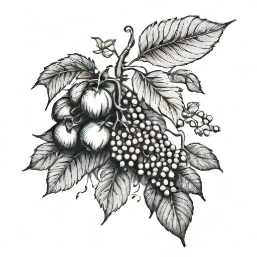 Fine Line Vine With Branches And Fruit