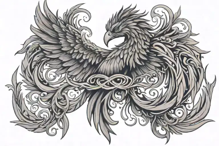 Phoenix With Roman Numerals Representing Important Dates