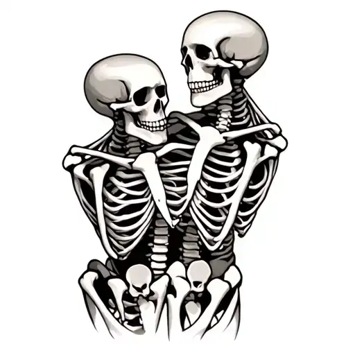 Two Skeleton Embracing Each Other