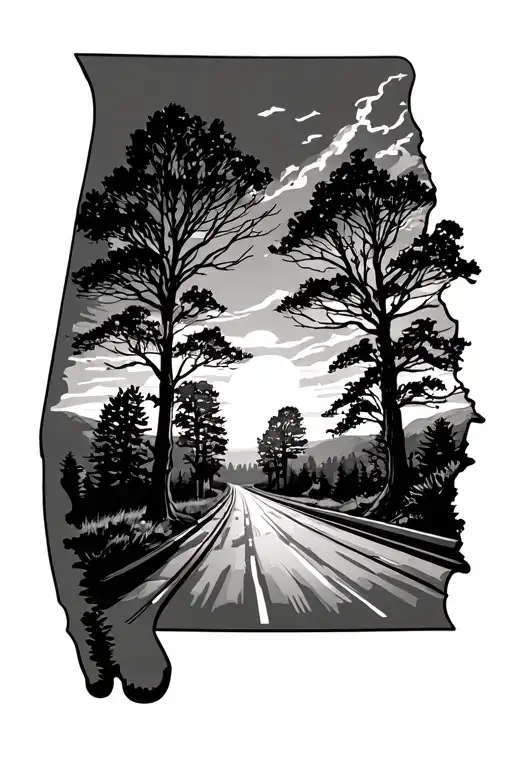 Alabama Highway 72 Trees And Sunset