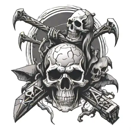 Skull And Demon Walking Over Rubble And Holdings Diamonds Saying Money Js The Root Of All Evil