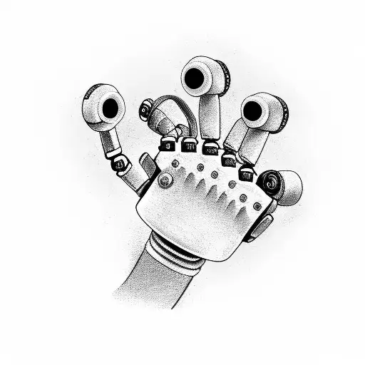 A Robotic Hand Playing A Guitar In A Virtual Reality World