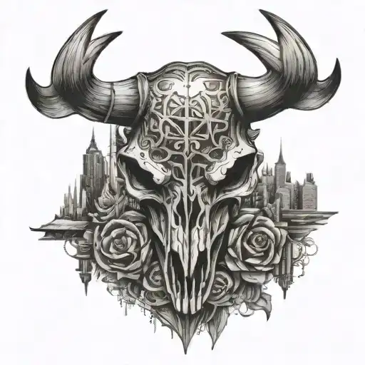 Heart Of City With Bull Skull