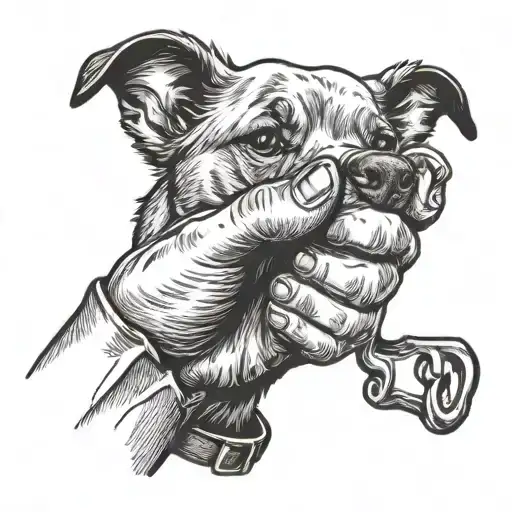 Dog Fist Bumping Human Hand With His Nose