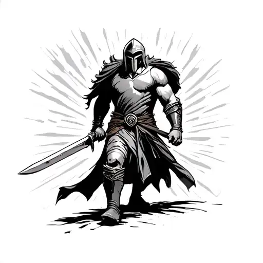 Spartan Walking With Sword