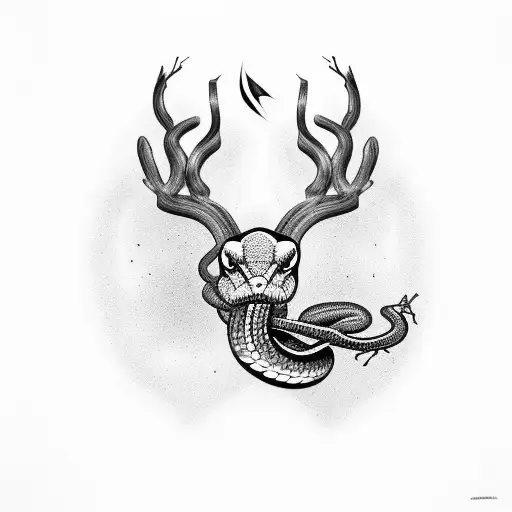 Snake With Big Belly Eating A Dying Deer