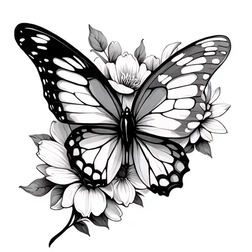 Simple Butterfly With A Flower Wing