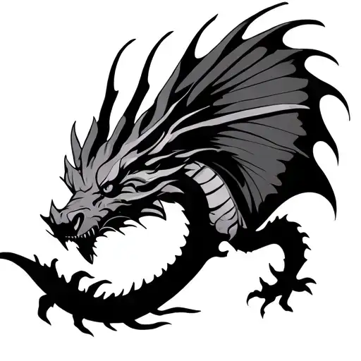 5 Cm Simple Dragon Silhouette Fly Away View From Top Fourth Wing Inspired