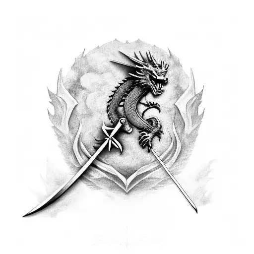 Dragon And Sword And Rose And Raven