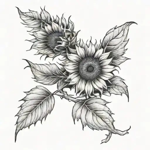 Sunflower And Tree Branch