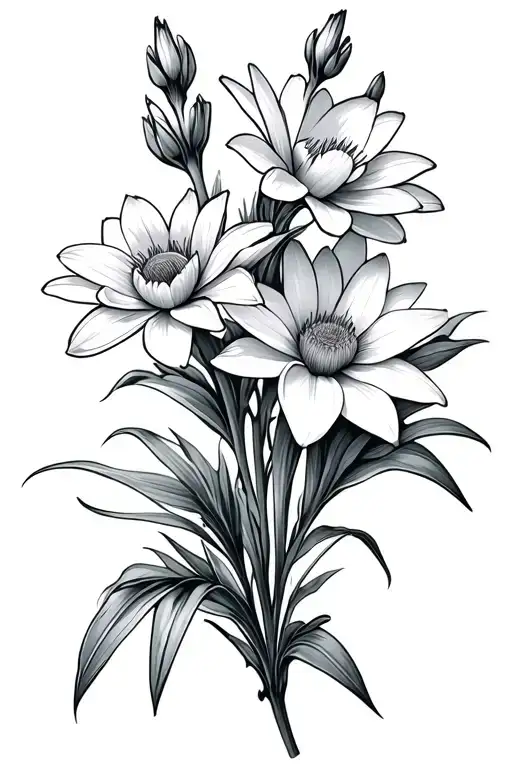 Gladiolous Flowers Larkspur Flower Daisy Flower And A Water Lily