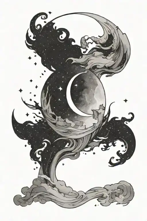 Celestial Minimalistic Shoulder Tattoo Featuring The Moon