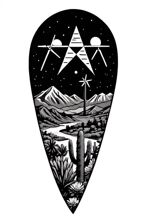 Palm Springs Mountains With Windmills And Cactus And 3 Triangles