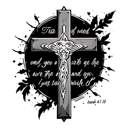 A Cross And An Bible Verse Of Isaiah 41 10 Inside It