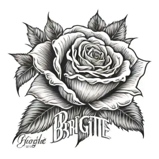 Name Brigitte With 1963-2024 With A Rose