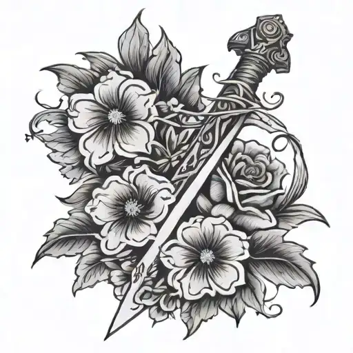 Sword And Flower Small Flowers