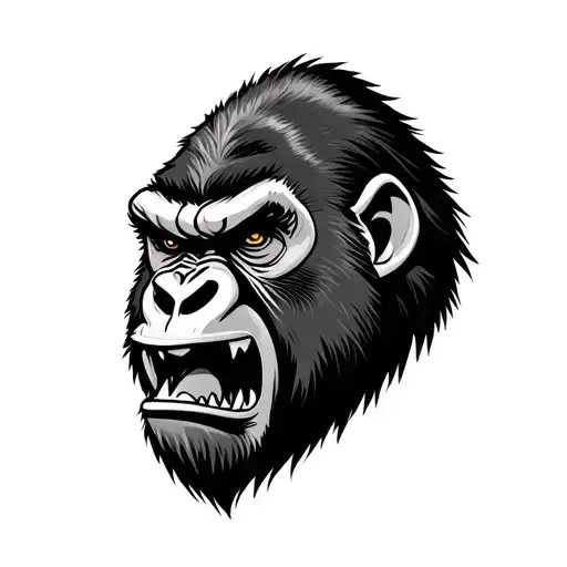 Angry Gorilla Face Tattoo Design Inspired