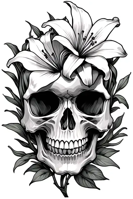 Key Skull And Lilly Flower Growing
