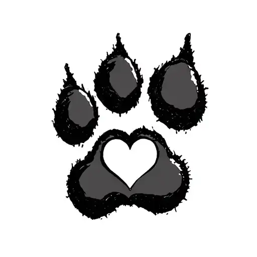 Dog Paw Print With Heart Symbolizing Love