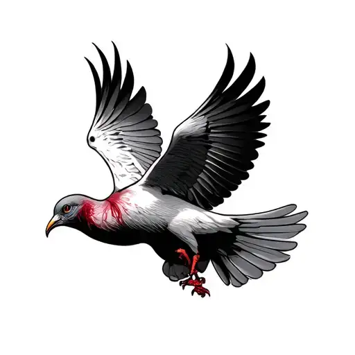 Dove Flying With Scar On Eye