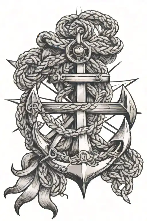 Anchor Compass Rope Intertwined
