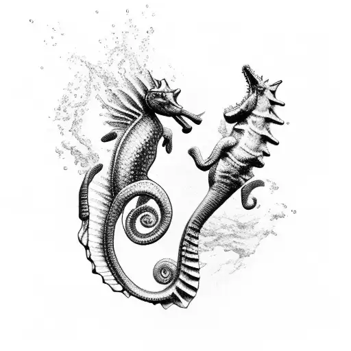 Sea Horse And Tiger Fighting