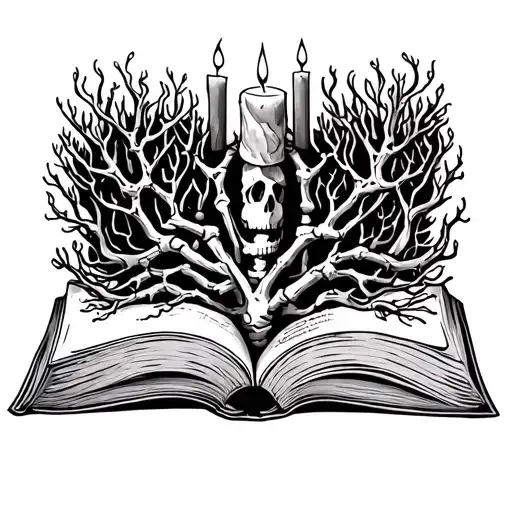 Book Candle Tree Skeleton