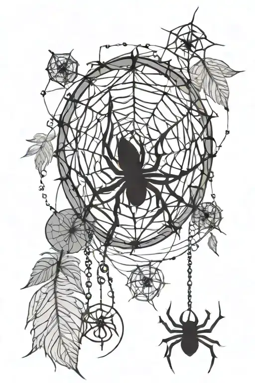Spider Web Dream Catcher Entangled In A Beautiful Blackwork