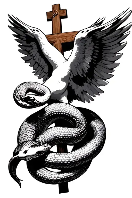 Dove Wings Open With A Snake Wrapped Around Botto To Make The Chapel Of A Crucifix