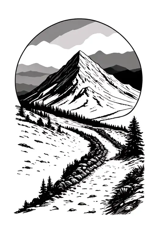 Hiking Trail Leading Towards A Mountain