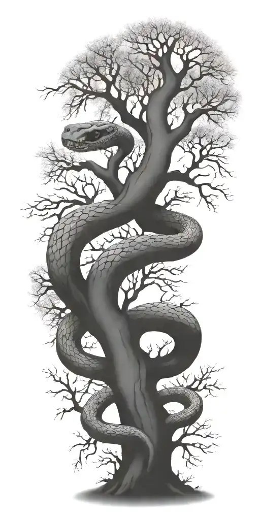 Dead Tree With Cobra Wrapping Around It
