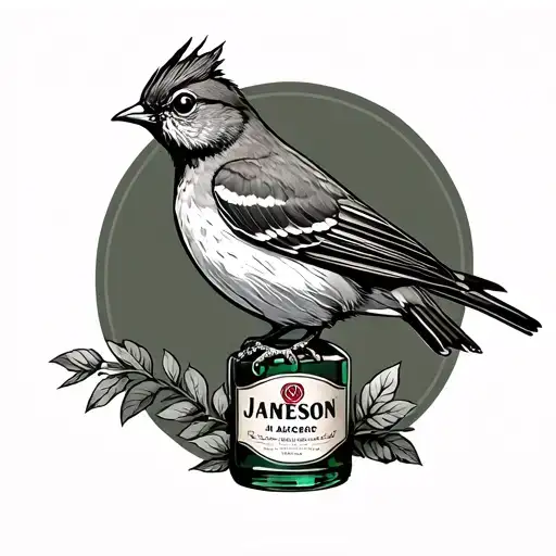 Wren Bird On A Bottle Of Jameson Whiskey