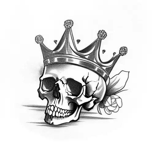 Skull With Crown And Flowers