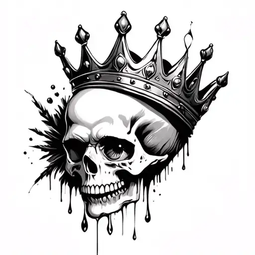 Skull With A Crown And Tear Drop Under One Eye