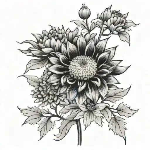 Black Chrysanthemum Long Stems Wrapped Around