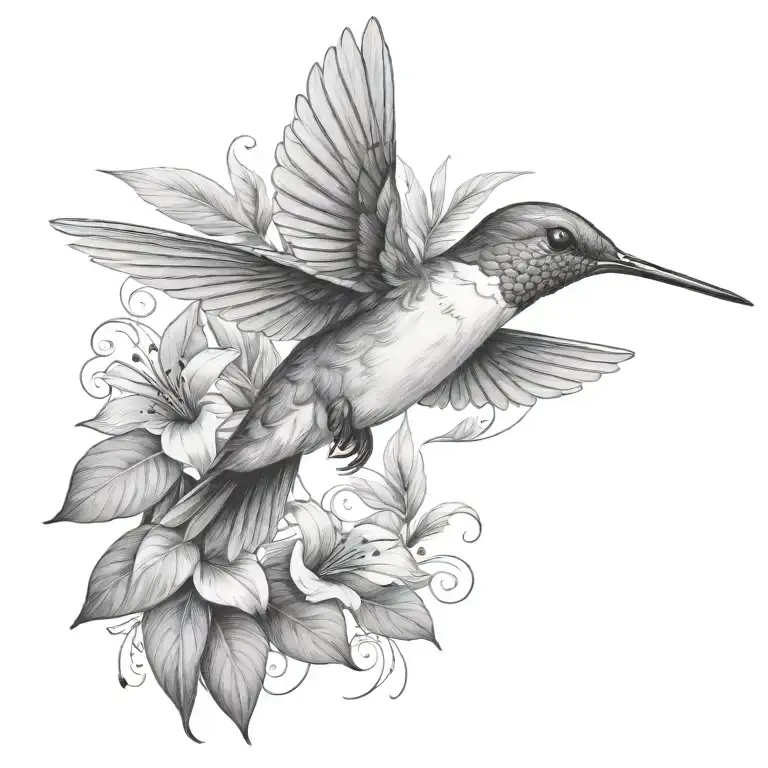 Hummingbird With Tropical Leaves