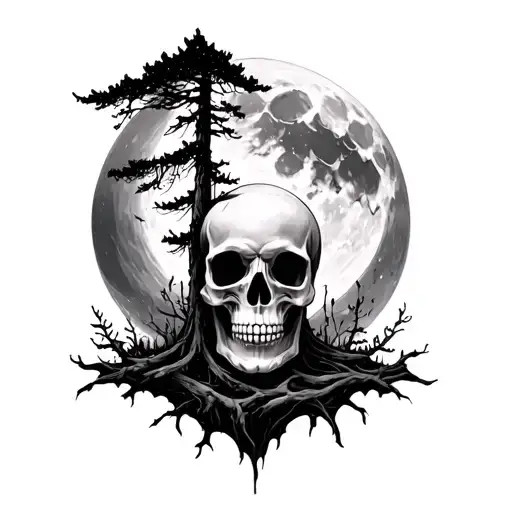 Forest With Skull Moon