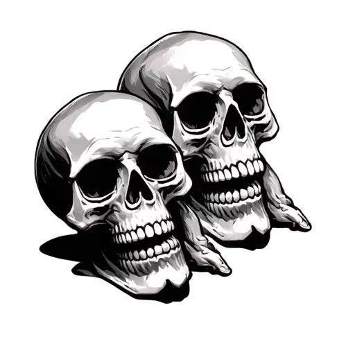 3 Skulls See No Evil Speak No Evil Hear No Evil