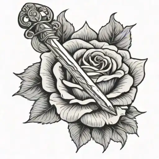 Rose With Sword And Shading