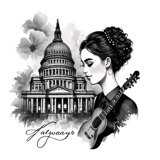 Couple Tattoo Featuring Music And Architecture Representing Always Family