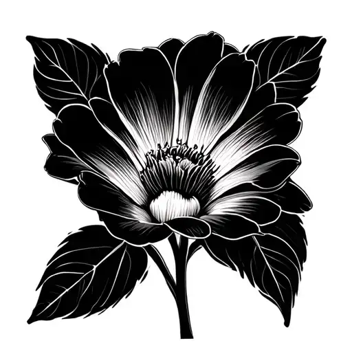 Small Simple Black And White Tattoo Flower Sharp Angular Corners