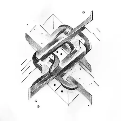 An Abstract Tattoo Of Parallel Bars Intertwined With A Speeding Race Car