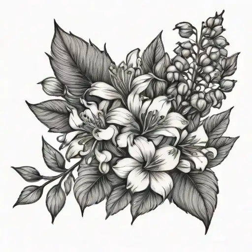 June Birth Flower With Name Isaac & July Birth Flower With Name Chase